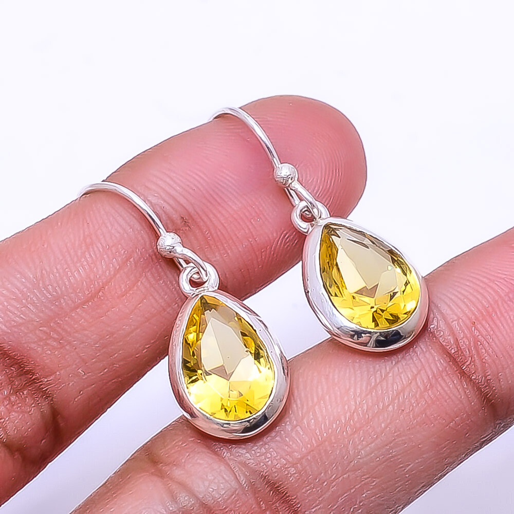 Citrine Gemstone Sterling Silver Earrings 1.17