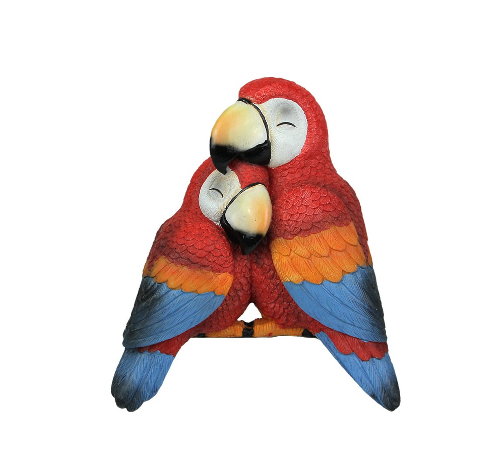 Polly and Petey Mother and Child Parrots Shelf Sitter Statue Hand Painted
