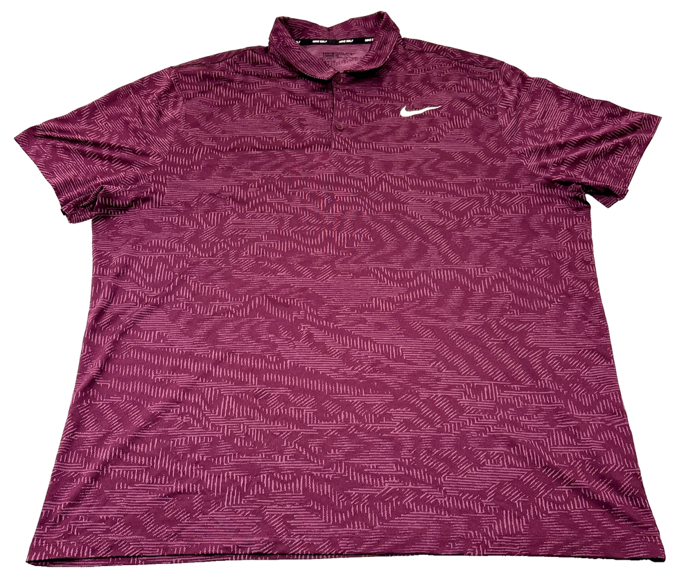 Nike Golf Standard Fit Jacquard Performance Polo Shirt Mens XXL Red EUC Drifit