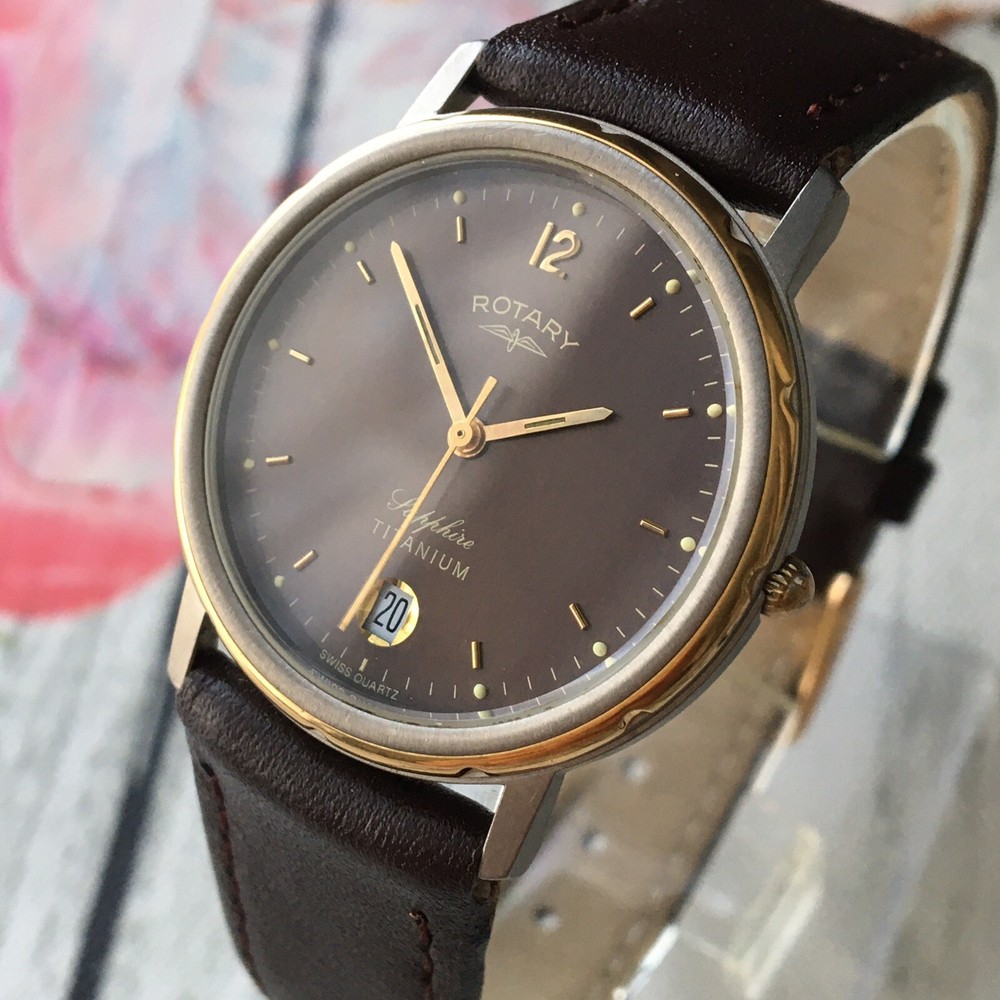 Rotary Watch Vintage 1980s Swiss Quartz Titanium Unisex 32mm Case