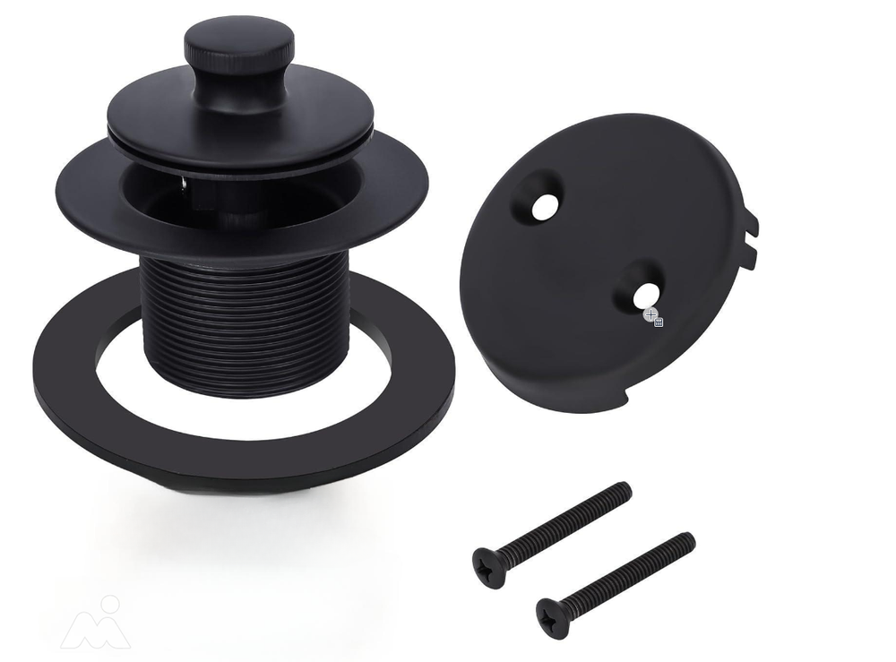 Lift Turn Tub Drain Trim Kit Matte Black Two Hole Overflow Universal