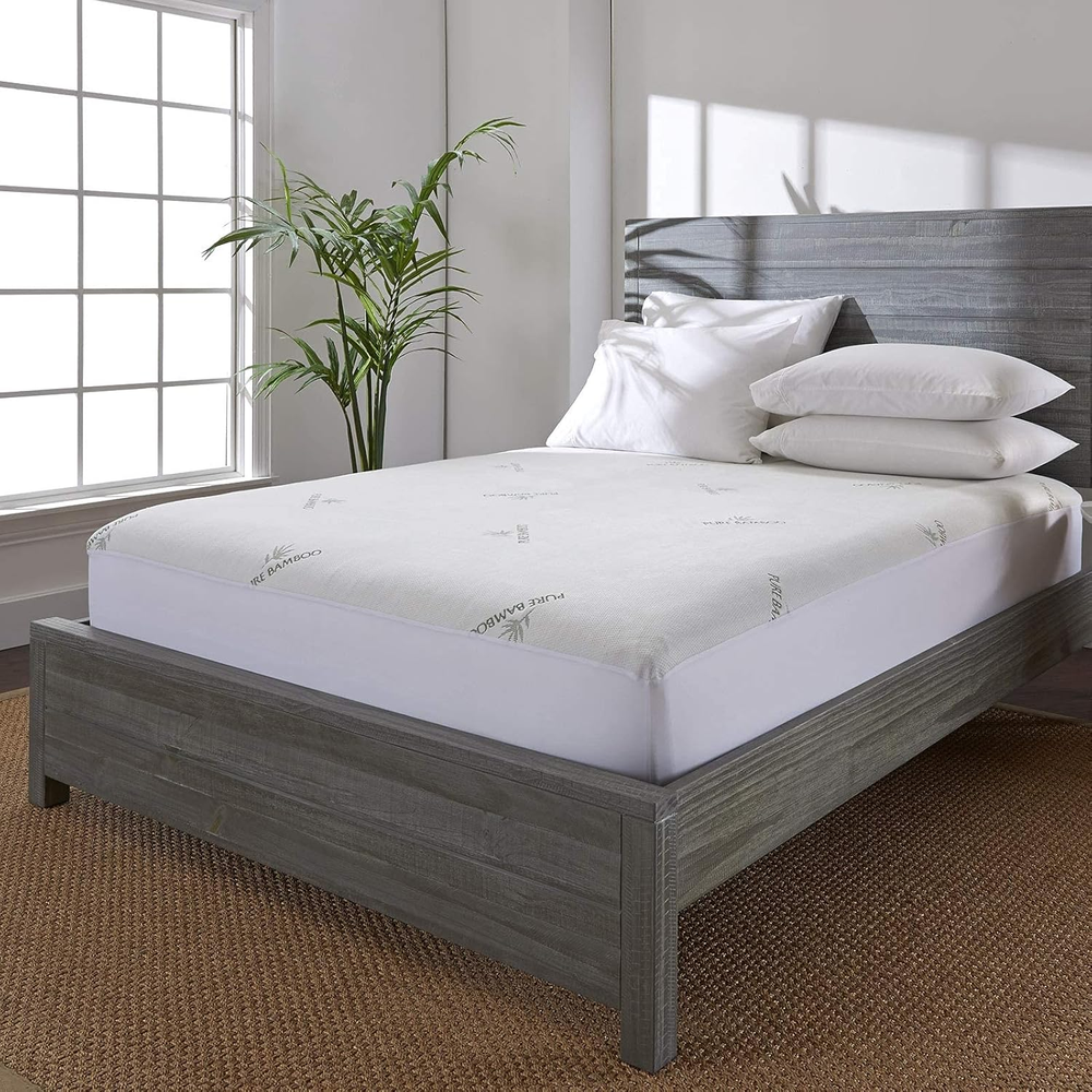 Waterproof Bamboo Viscose Queen Mattress Protector Breathable Soft Hypoallergenic