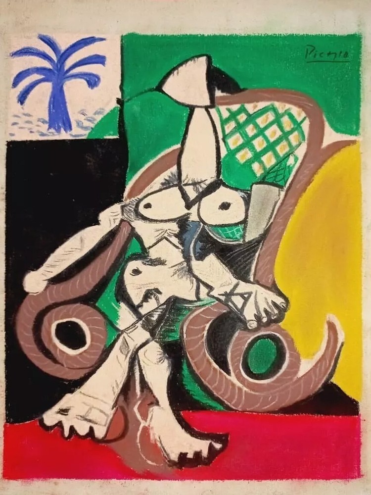 PABLO PICASSO Original Signed Drawing on Paper Vintage Art Painting with CoA