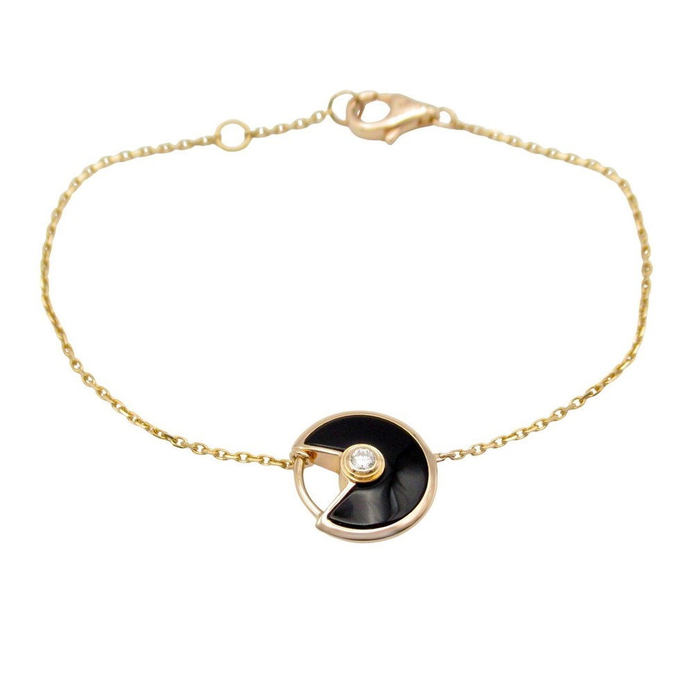 CARTIER Amulet Bracelet Onyx 18KPG Pink Rose Gold Diamond Black Used Women