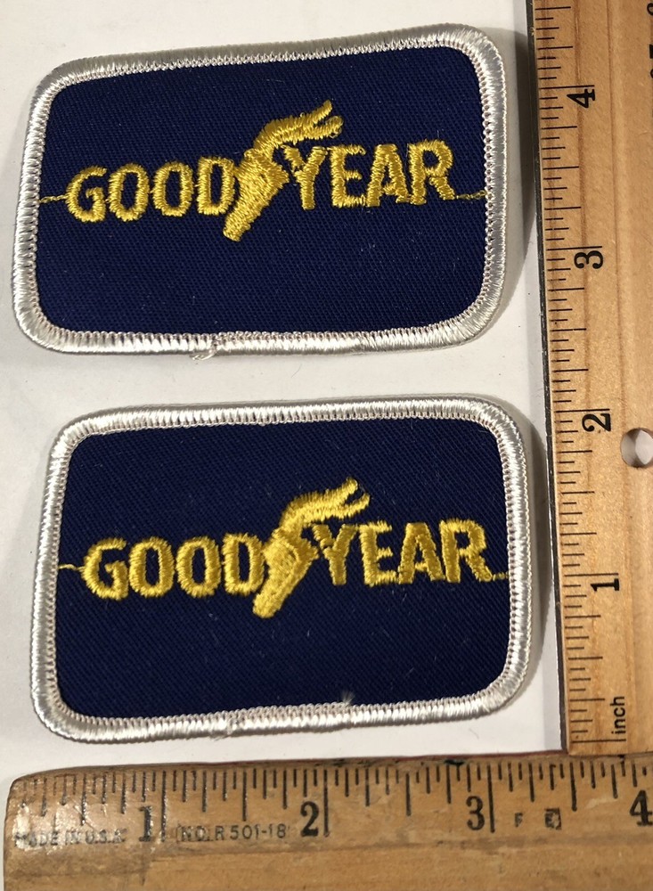 Vintage Lot 2 Goodyear Tire Company Logo Patch Advertising Auto Car Racing
