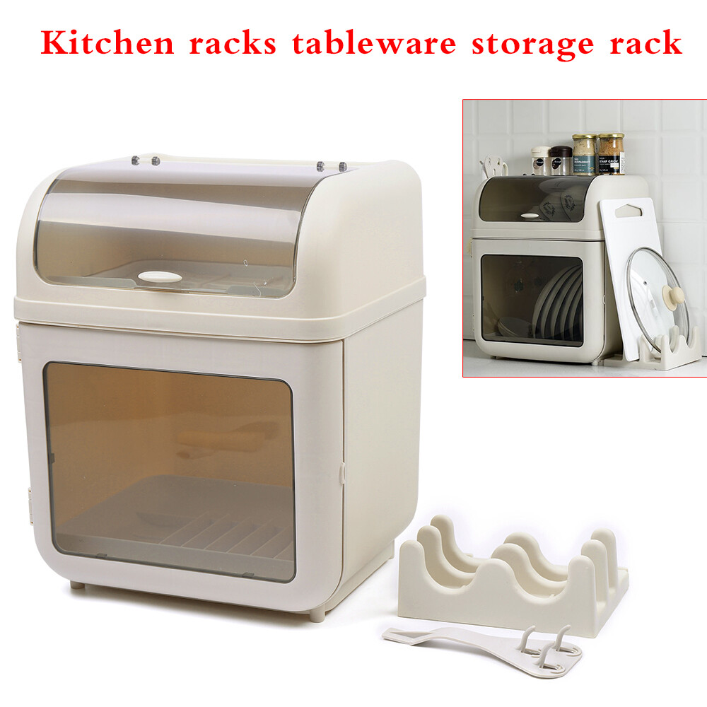 2-Tier Storage Box Dish Holder Tableware Organizer Dish Drying Rack Kitchen Tool