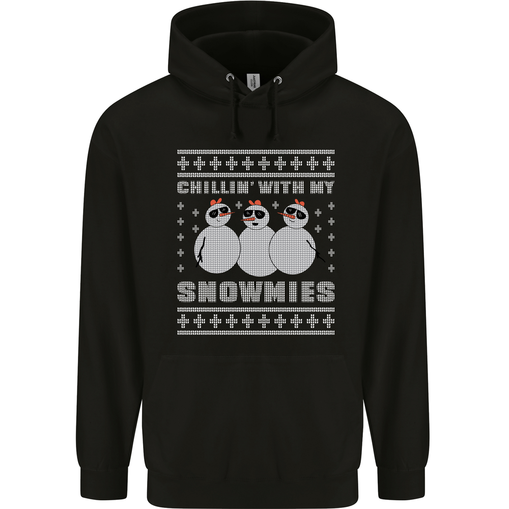 Chillin With My Snowmies Funny Christmas Mens 80% Cotton Hoodie
