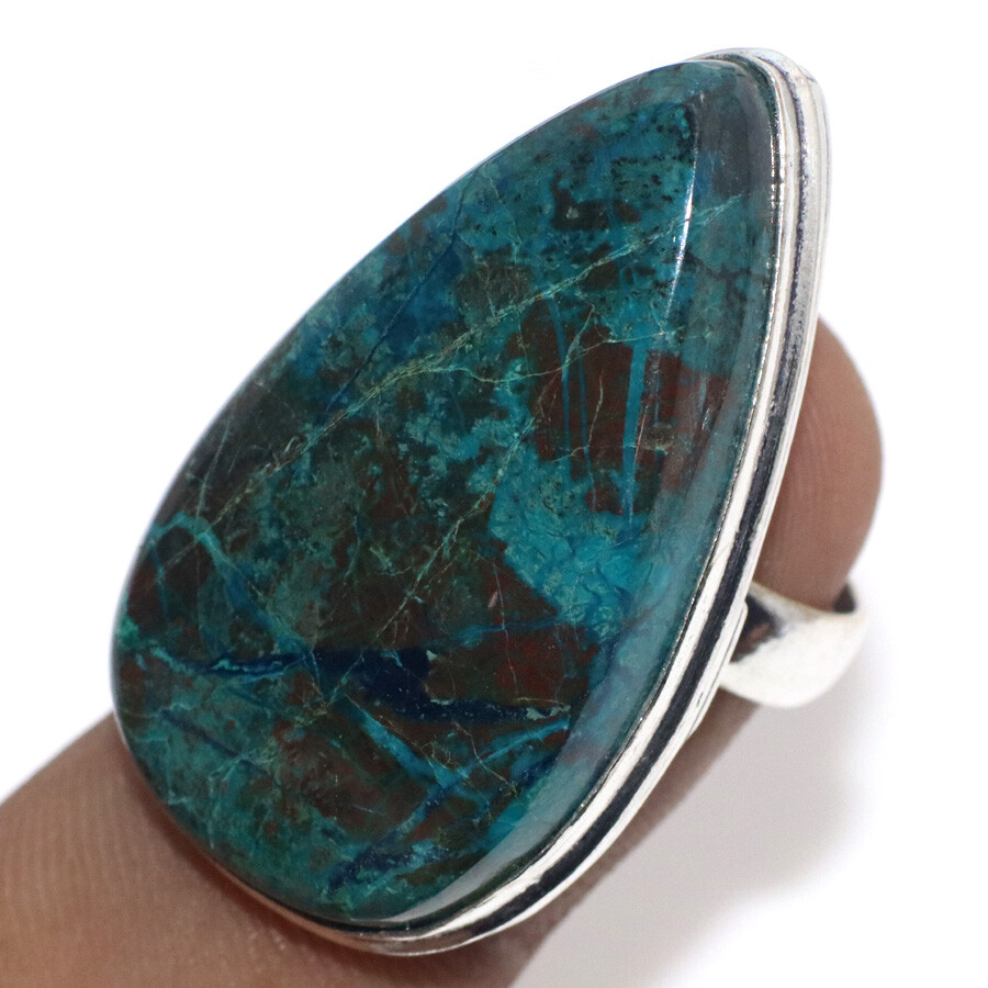 925 Silver Chrysocolla Gemstone Ring Handmade Size US 7