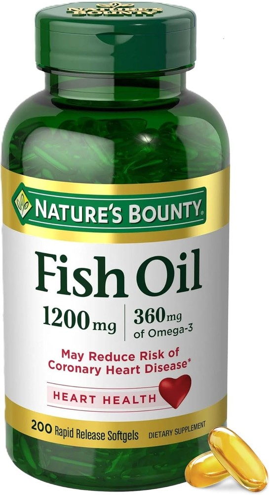 Nature's Bounty Omega 3 Fish Oil 1200mg Softgels for Heart Health Support