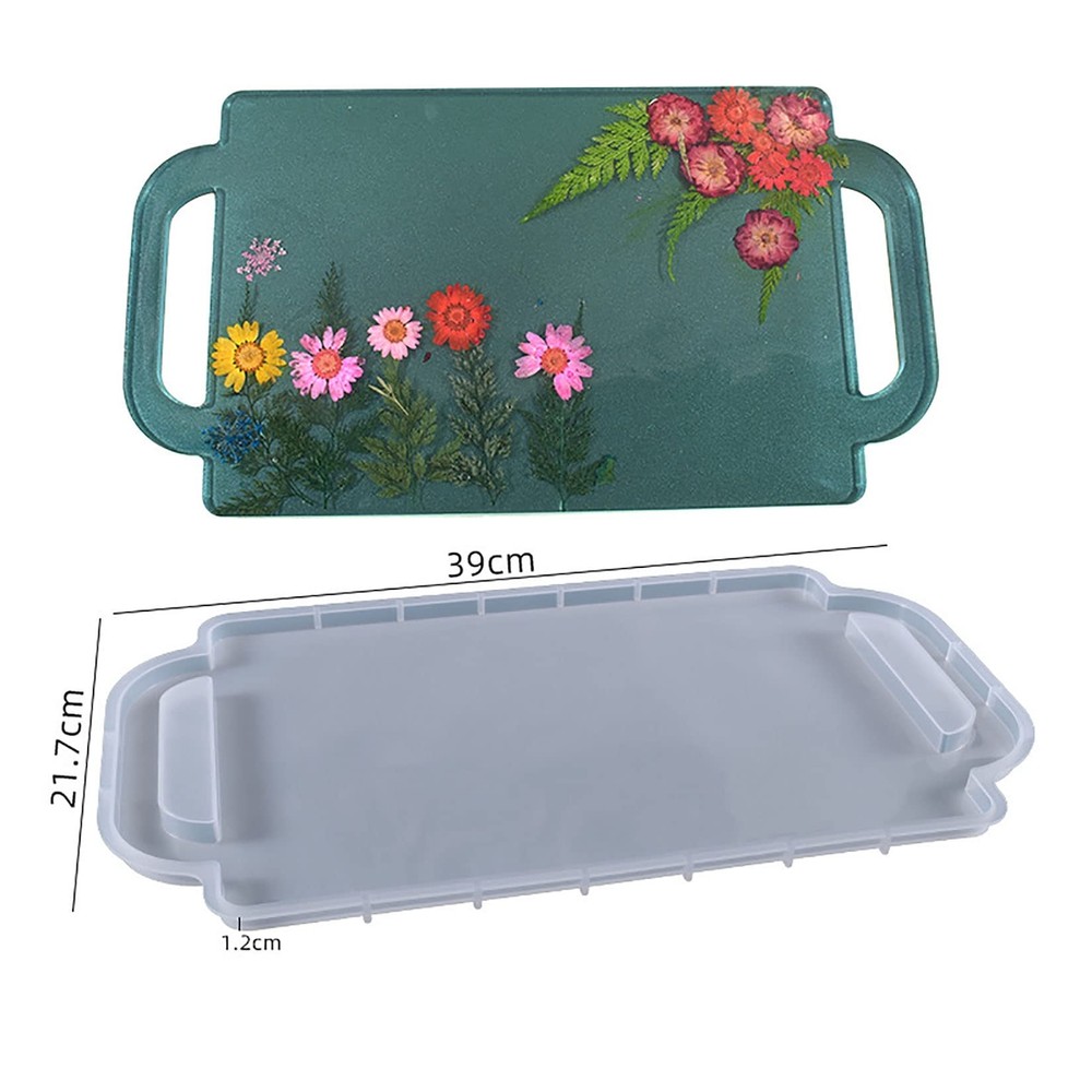 1-Piece Rectangle Silicone Resin Mold with Handle for Epoxy Crafts
