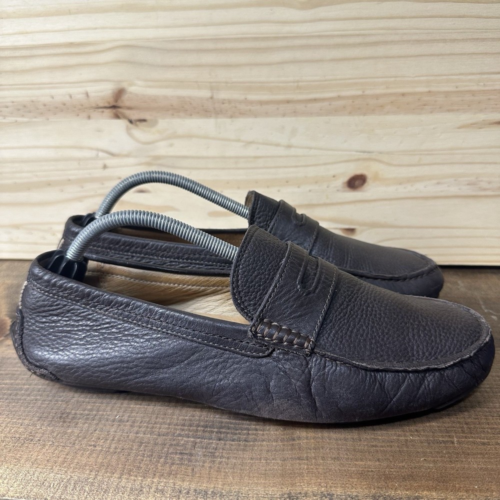 Coach NEAL Pebble Leather Driving Loafers for Men in Chocolate Brown Size 10M