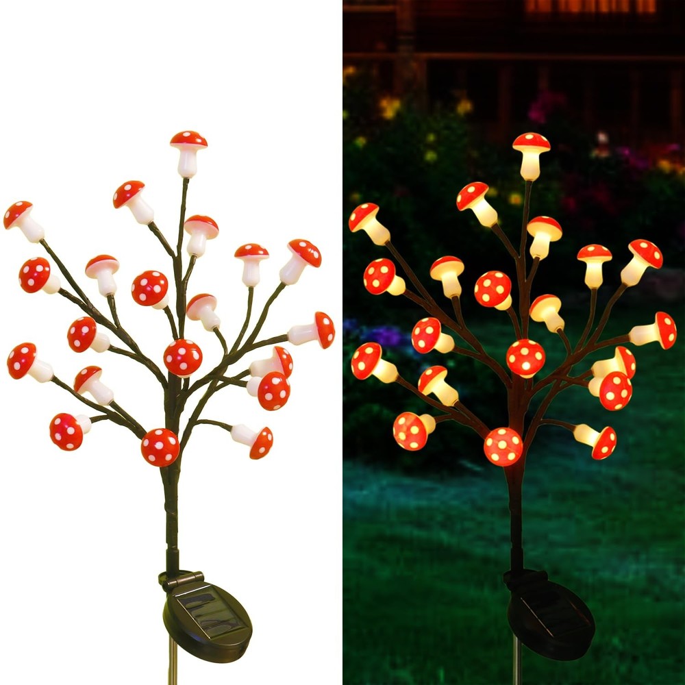 2 Pack Waterproof Solar Garden Lights with 40 Red LEDs for Outdoor Decor