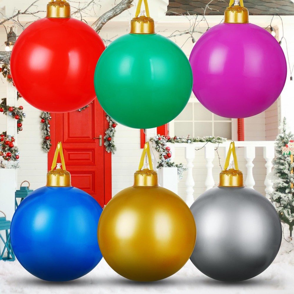 6 Pcs 18 Inch Giant Inflatable Christmas Ball Christmas Outdoor Inflatables O...