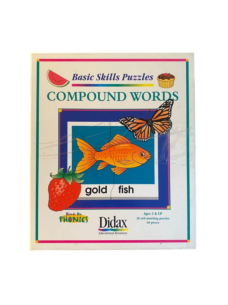 Didax Basic Skills Puzzle Set - Compound Words - 30 Self-Matching Puzzles
