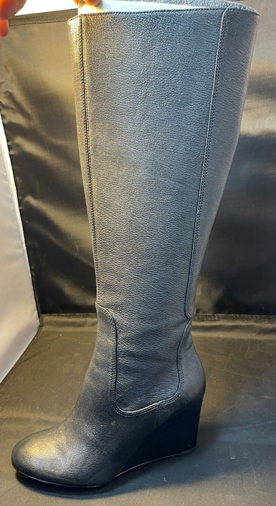 Nine West Heartset Knee High Black Leather Boot Size 6.5 M