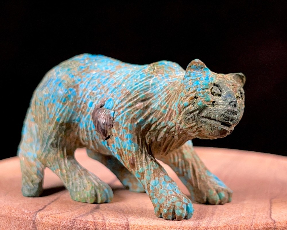 Chinese TURQUOISE Crystal Cat - Stone Carving, Unique Gift, Home Decor, 52216