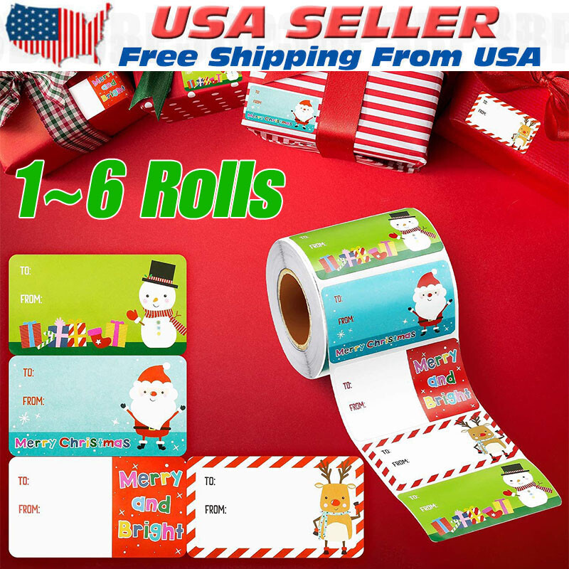 500pcs/roll Christmas Tags Christmas Santa Claus Stickers Self Adhesive Tags New