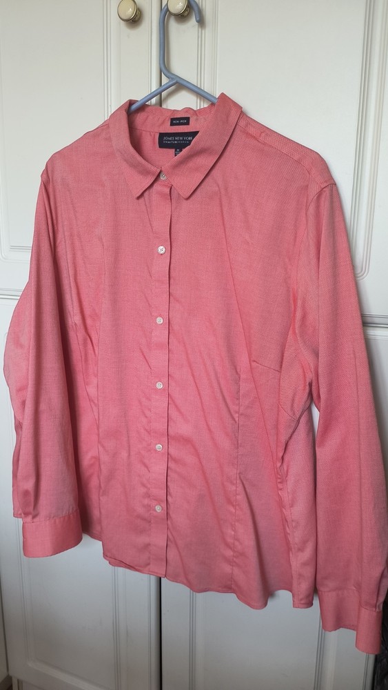 Jones New York Signature Top Size 3X Long Sleeve Collared Button Up Shirt (J5