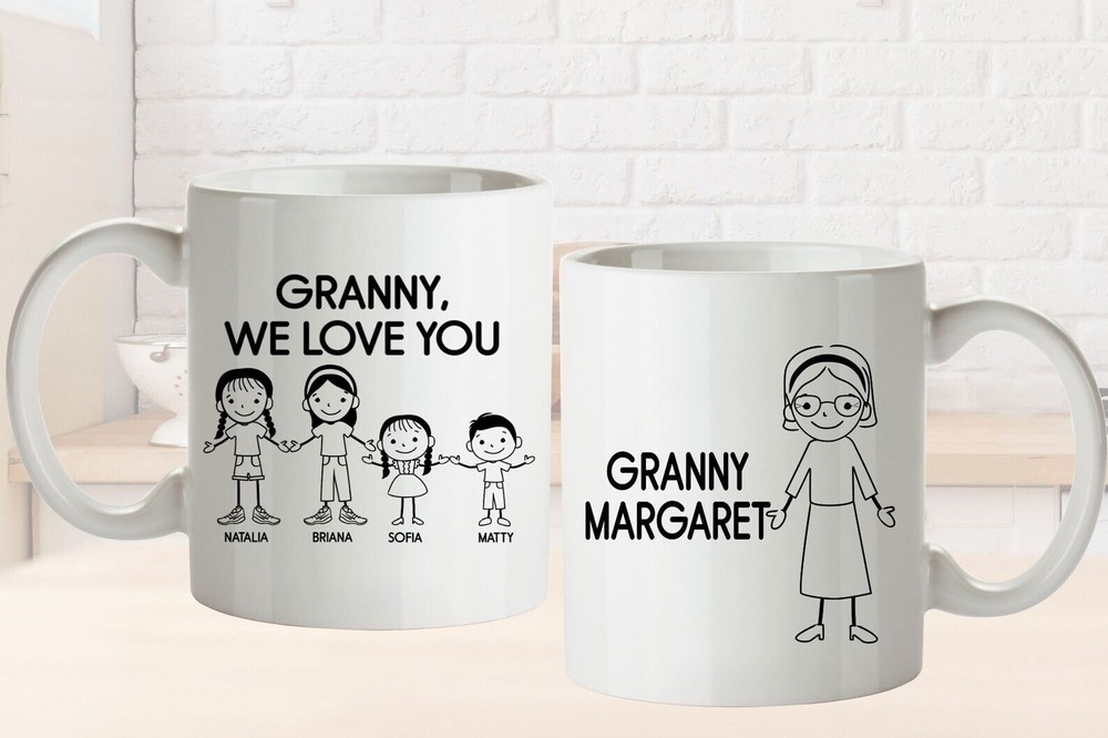 Unique Granny Grandmother Gift Mug L Personalized Stick Figure Family L