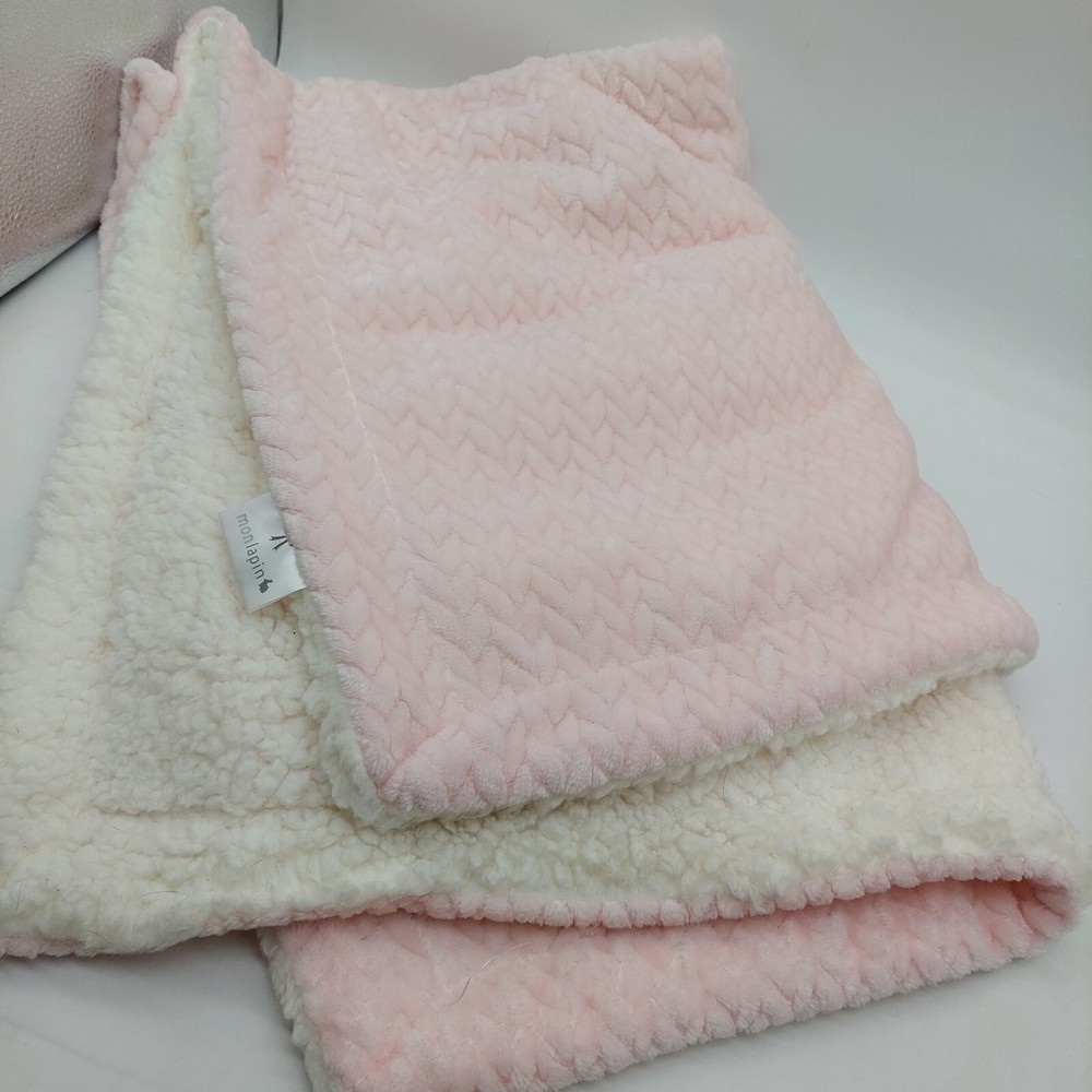 Mon Lapin Baby Blanket Pink White Plush Sherpa