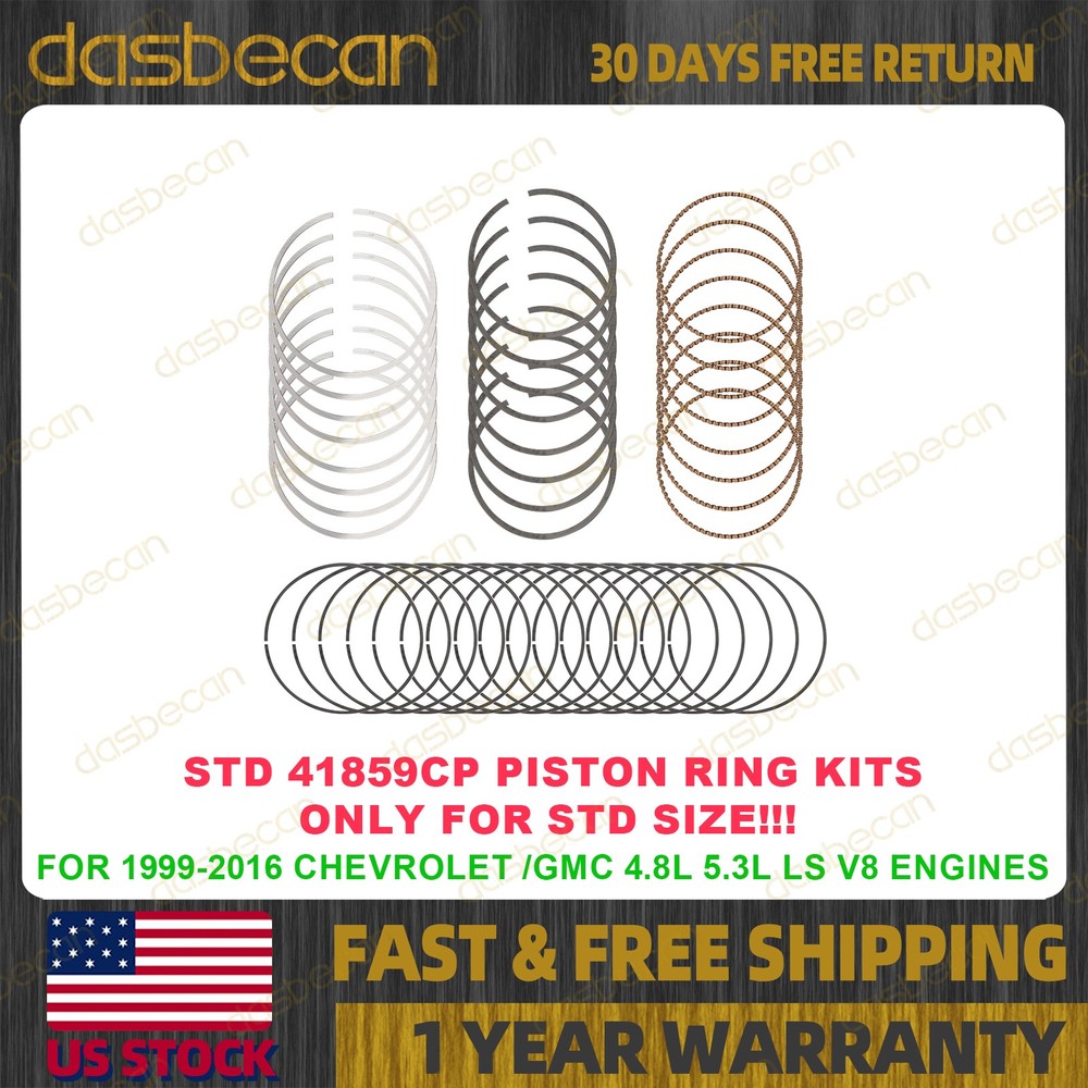STD Piston Ring Set For Chevrolet GMC 4.8L 5.3L LS Engines 1999-2016 41859CP
