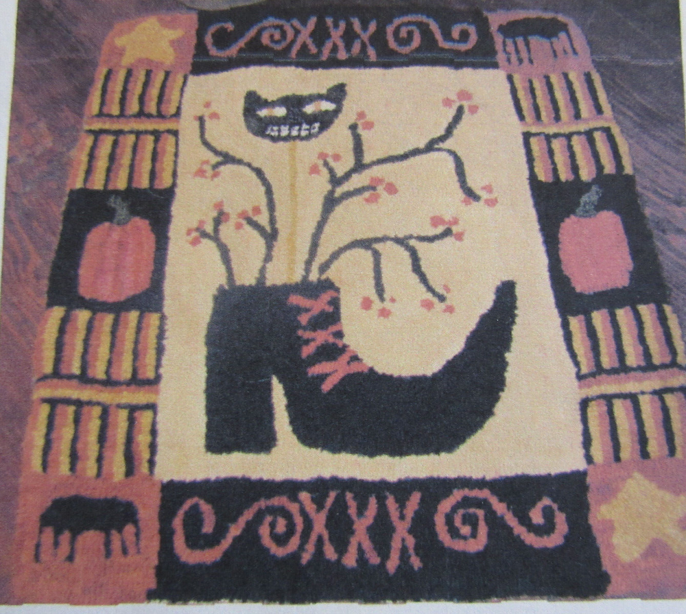 The Old Tattered Flag THE WITCH'S SHOE Punch Needle Embroidery pattern fabric