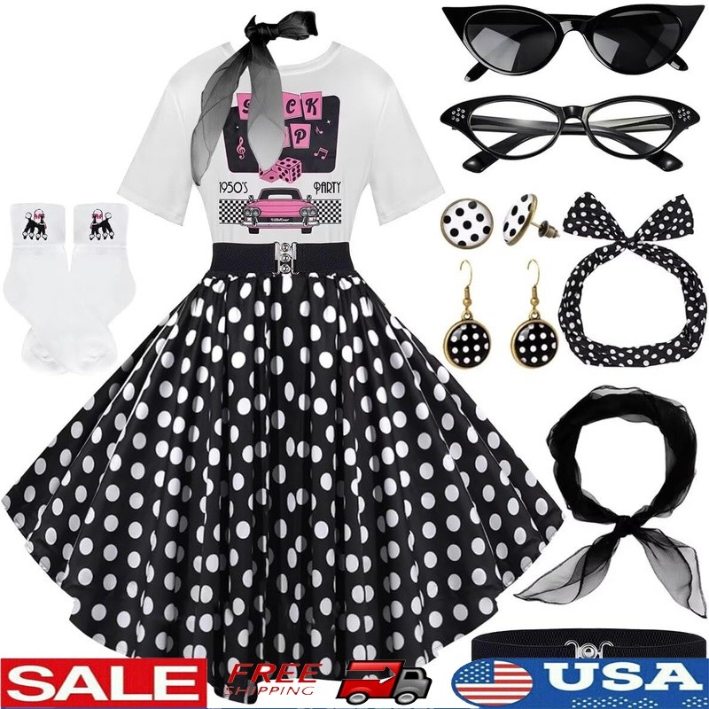 Vintage 1950s Poodle Skirt Outfit W/ T-Shirt Accessories Themed Events New
