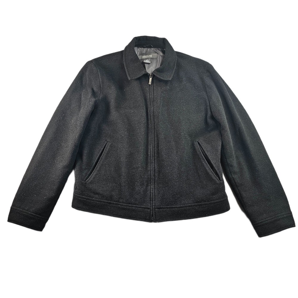 Kenneth Cole Reaction Jacket Mens Large Black Lined Soft Stretch Collar Full Zip-image