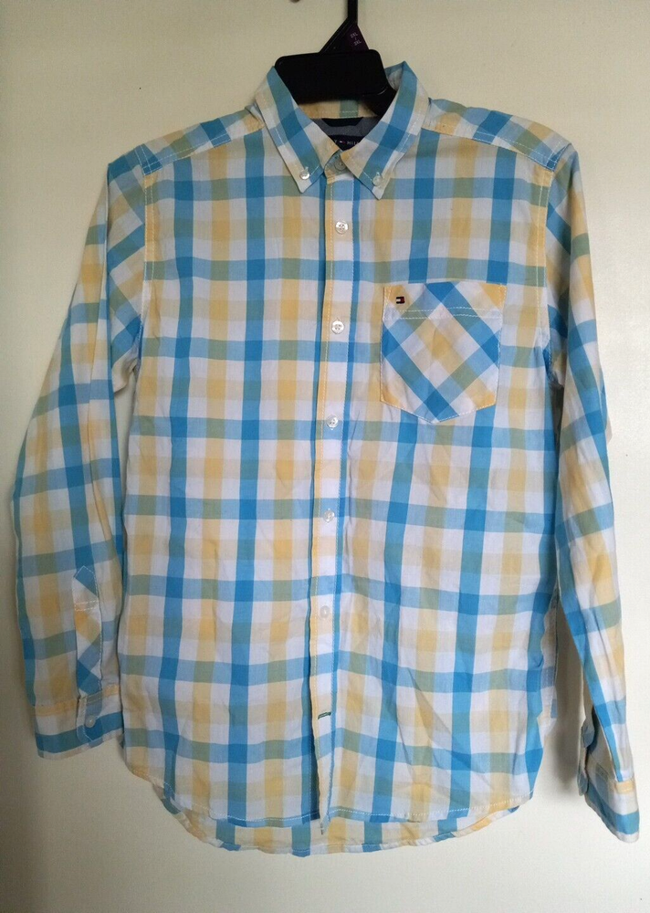 Tommy Hilfiger Teen L (16-18) Dress Shirt Plaid Button Up Long Sleeve