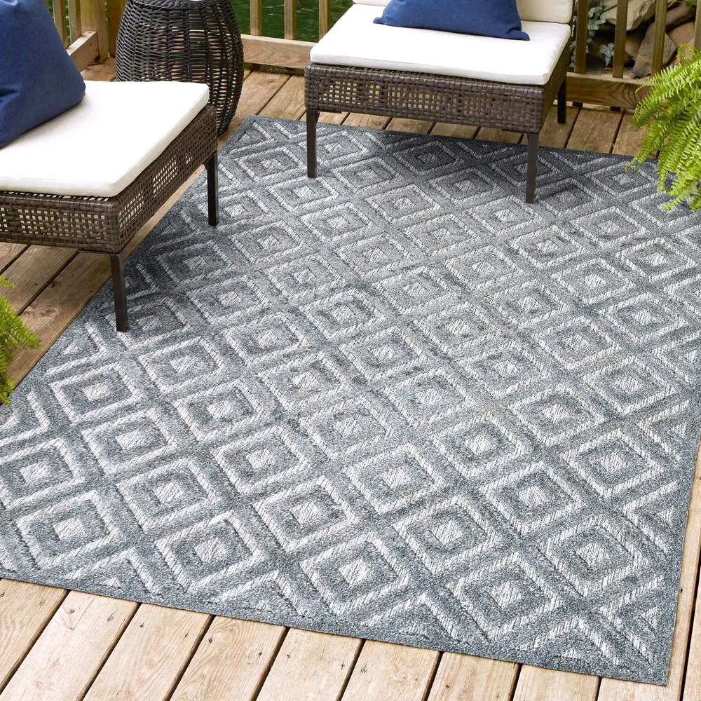 Jonathan Y Ibiza 4x6 Grey Polypropylene Outdoor Rug  