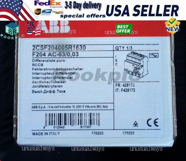 1PCS ABB F204 AC-63/0.03 Residual Current Circuit Breaker NEW Fast delivery