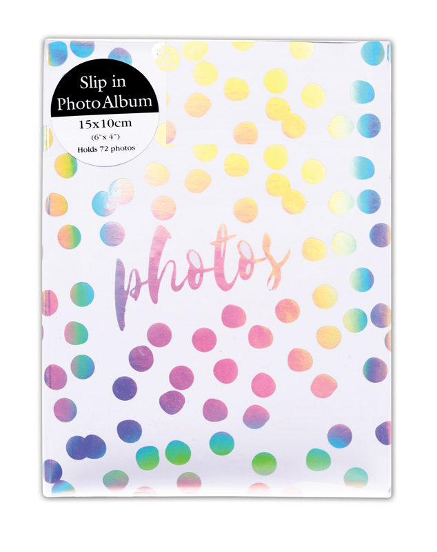 Iridescent Photo Album Polka Dot Holds 72 6