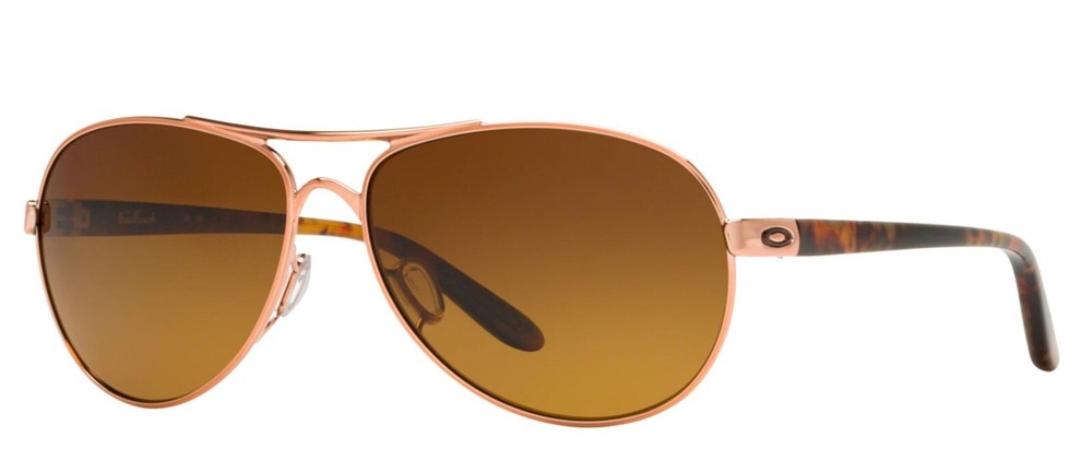 New OAKLEY FEEDBACK OO4079-31 59mm Rose Gold Brown Polarized Aviator Sunglasses