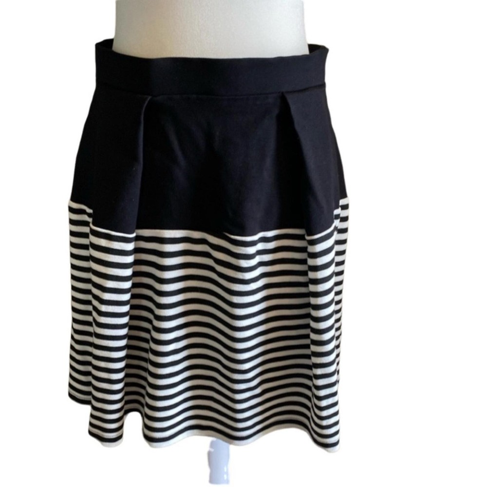 Everleigh Black and White A-Line Pleated Knee-Length Skirt. Size LP.