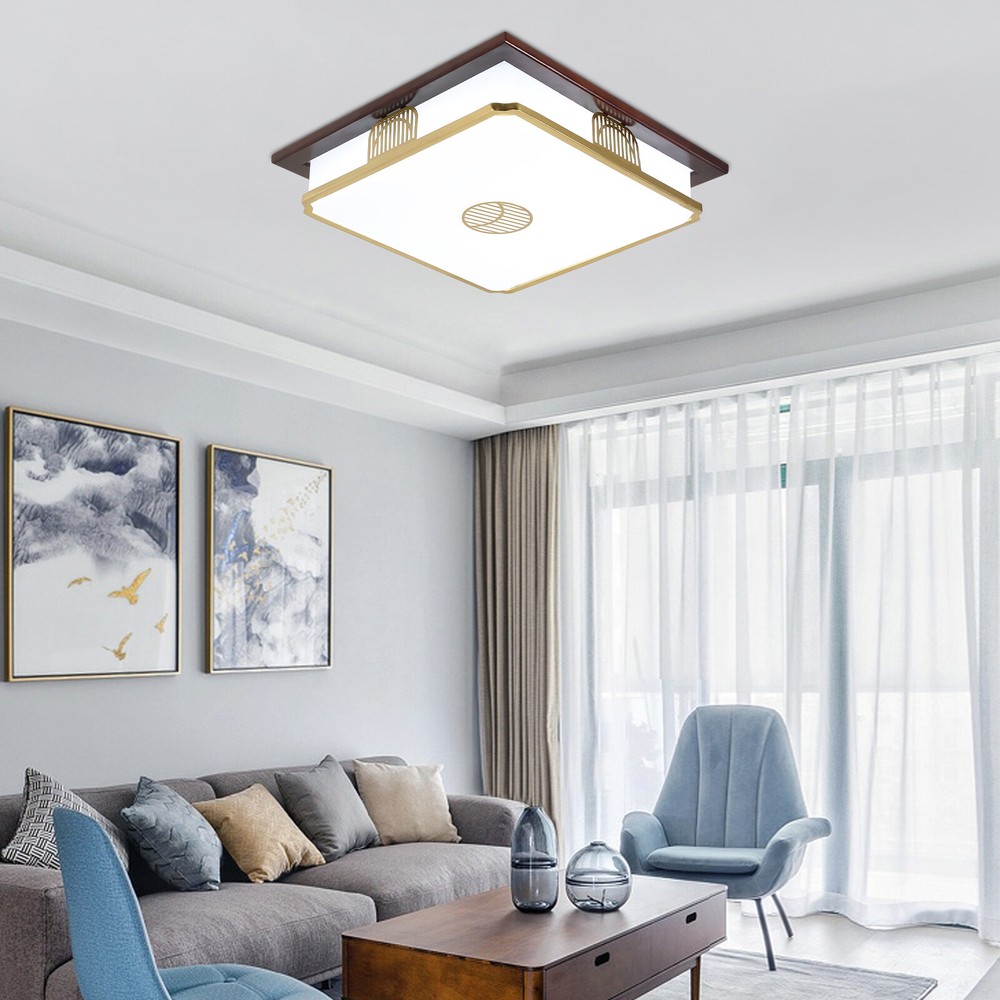 Dimmable Square Flush Mount Ceiling Light with Remote Control Chandelier