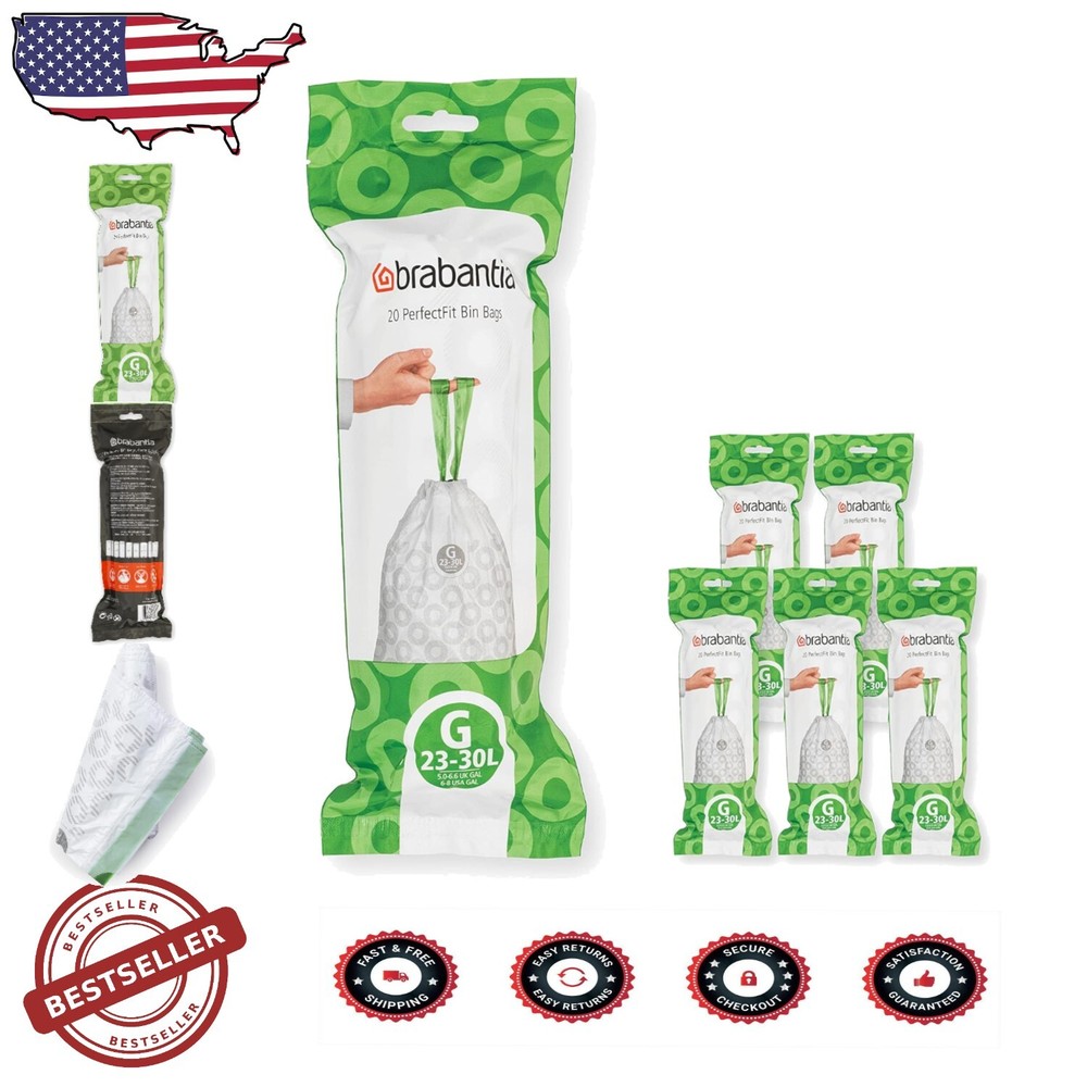 Tear-Resistant 30L Trash Bags with Drawstring - PerfectFit 6-8 Gallon Liners