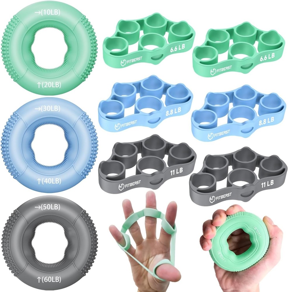 Grip Strength Trainer 9-Piece Kit Finger Exerciser Forearm Strengthener