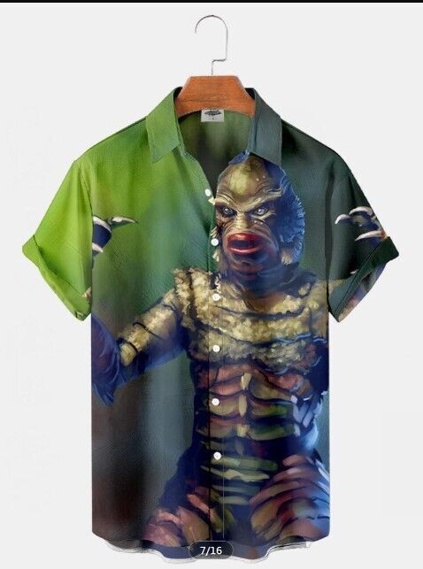 Classic Horror Monster Movie The Black Lagoon 3D Print Hawaiian Shirt