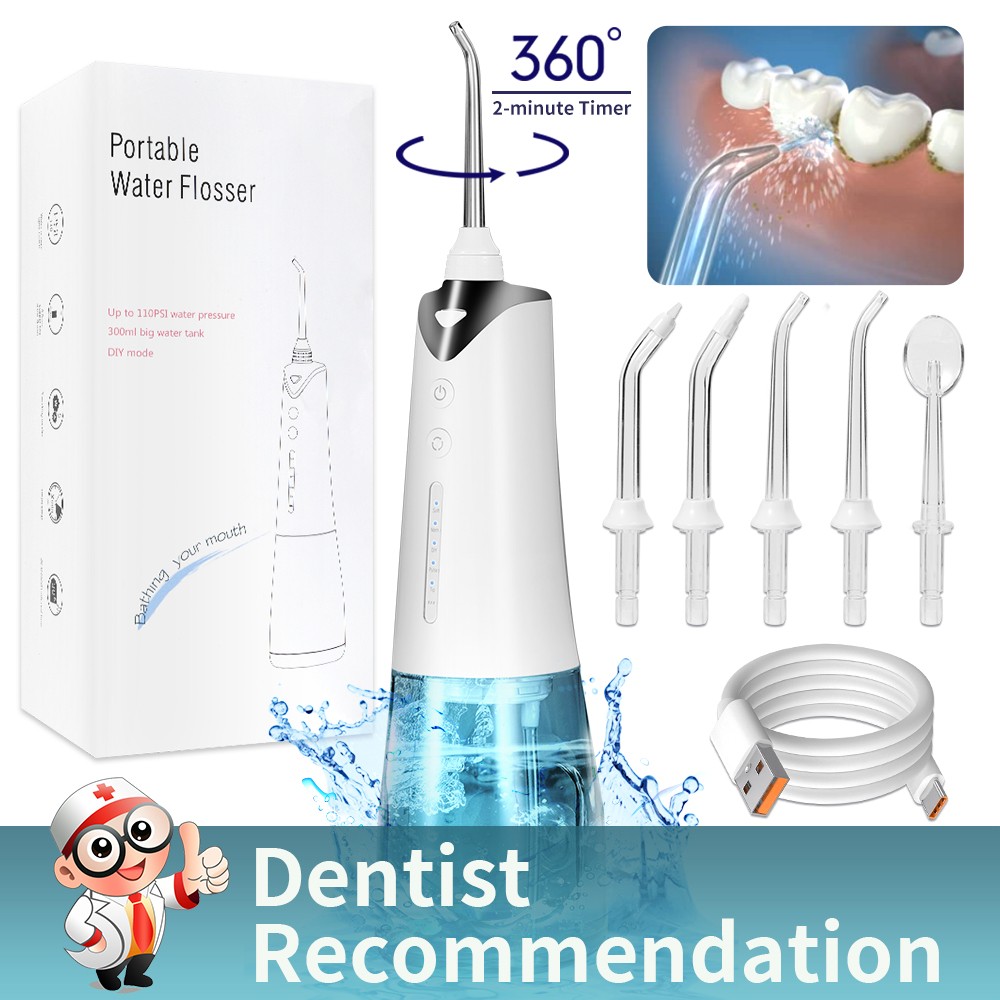 Waterpik Cordless Water Flosser Dental Oral Irrigator Teeth Cleaner Floss 5 Tips