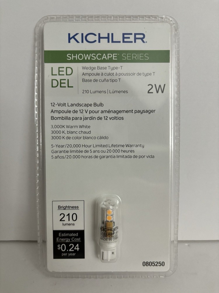 Kichler 0805250 LED 12V Landscape Bulb Wedge Base Type-T 2W 210 Lumens