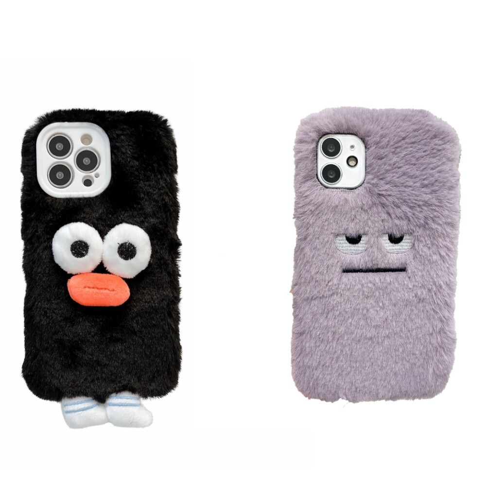 Cute Funny Plush Shell Soft Warm Shockproof Phone Covers For iphone Samsung Case
