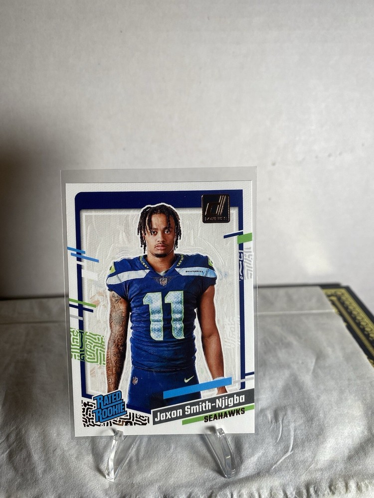 Jaxon Smith-Njigba RC Canvas Portrait SP 2023 Panini Donruss Rated Rookie Card 7