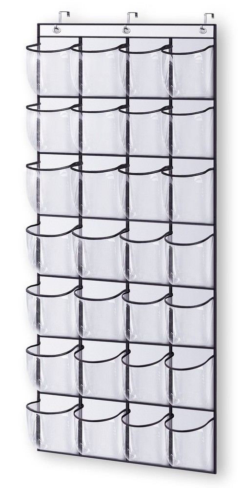 KEETDY 28-Pocket Over Door Hanging Shoe Organizer with Clear Large Pockets
