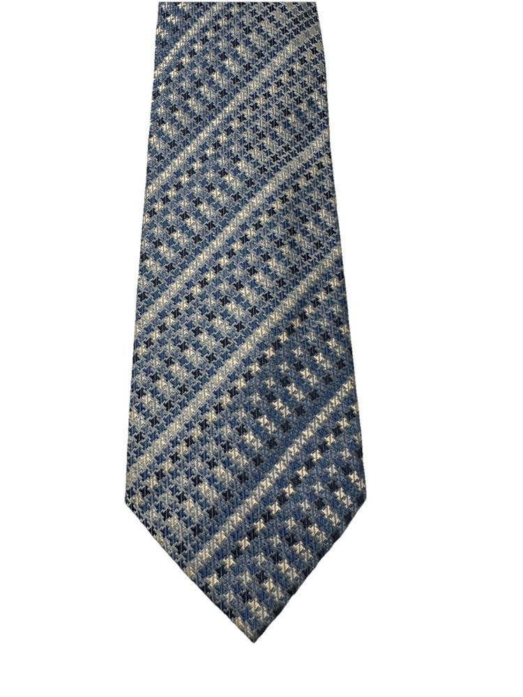 Charles Tyrwhitt Jermyn Street London Blue Houndstooth Silk Tie Made in England