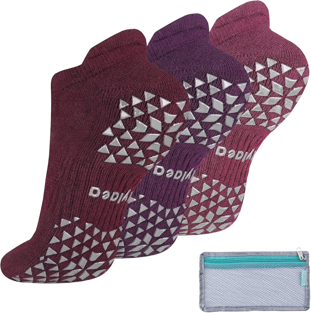 Unisex Non Slip Socks with Grip for Yoga, Hospital, Pilates, Barre | Ankle, Cush