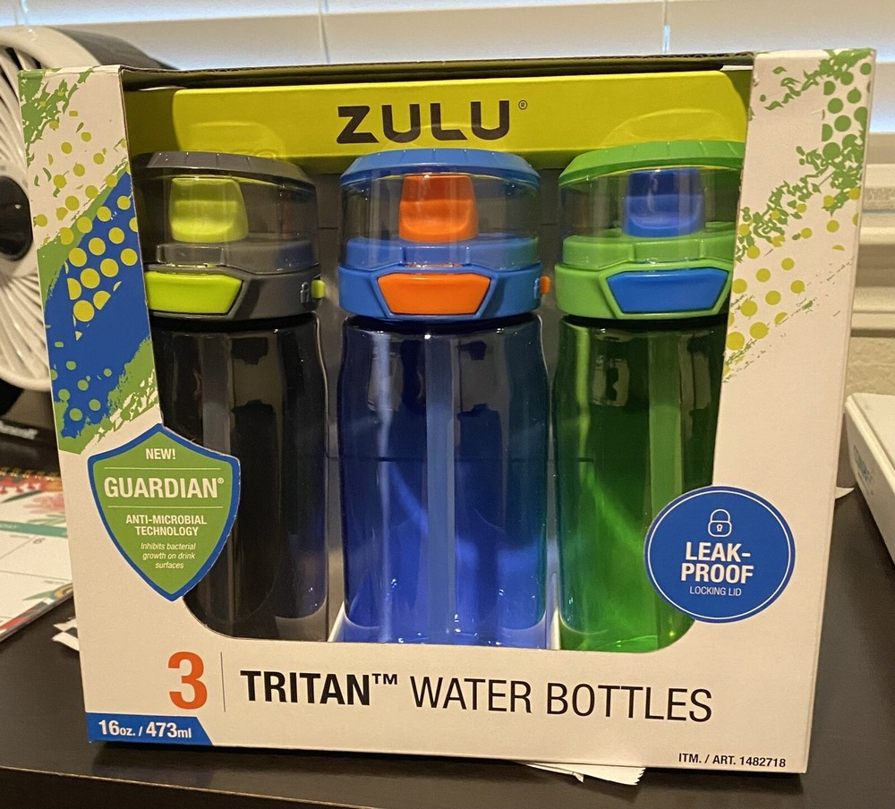 ZULU 3 Tritan Water Bottles Flex 3 Pack Pink,Purple and Mint 16 OZ