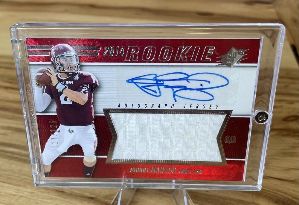 2014 SPx Johnny Manziel Rookie Autograph Jersey #83 /125 AU MEM RC  