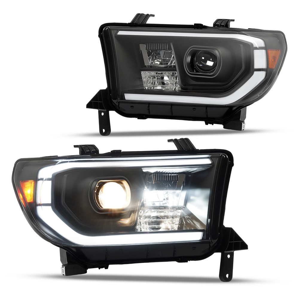 For Toyota Tundra 07-13 Sequoia 08-17 Left & Right Side Black LED Headlights