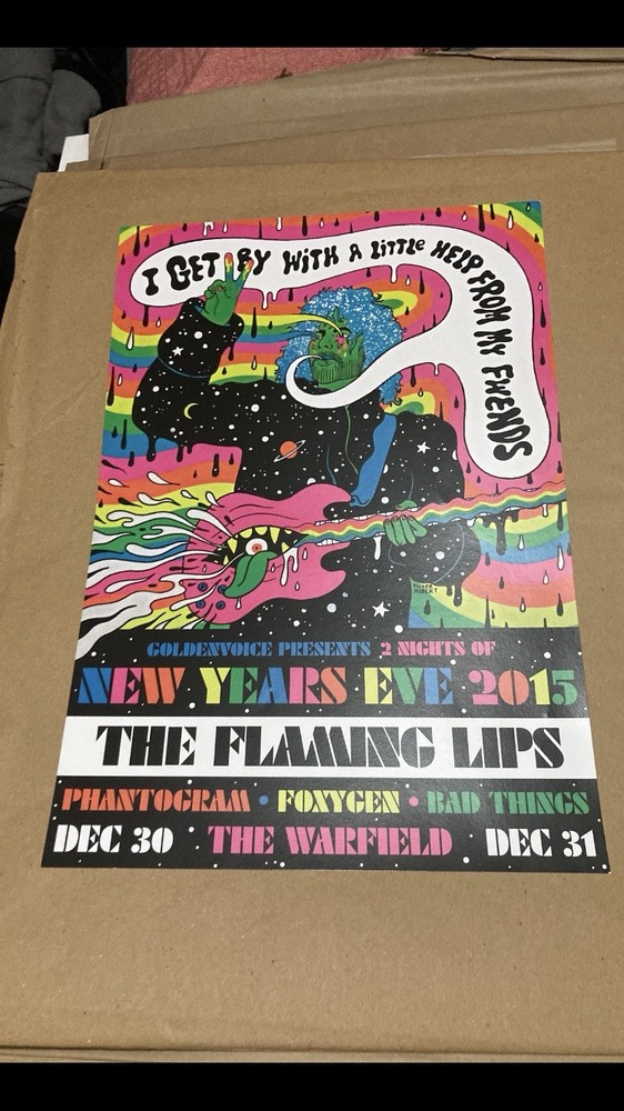 Flaming Lips NYE 2015 Concert Poster by Oliver Hibert The Warfield SF-image