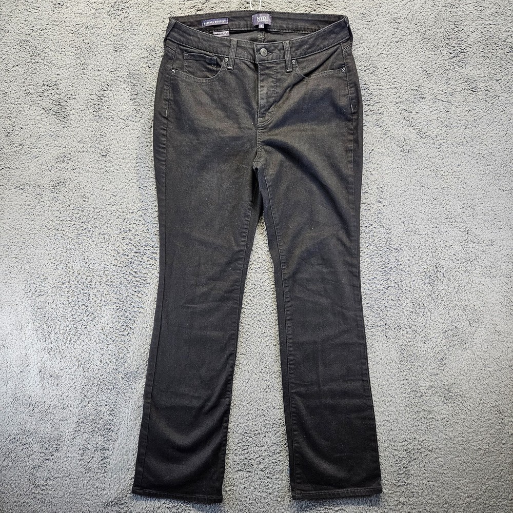 NYDJ Jeans Womens Size 8 Black Denim Barbara Bootcut LiftxTuck Technology